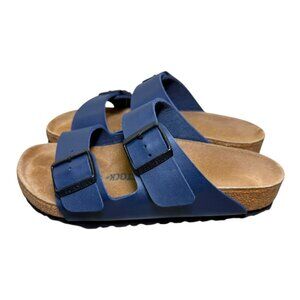 Birkenstock Arizona Blue Leather Black Buckle Regular Width Size W6 M4 37 EU